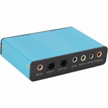 5.1-channel USB sound card, analog playback and recording, laptop external sound card, multi-port, 48KHz sampling rate (blue)