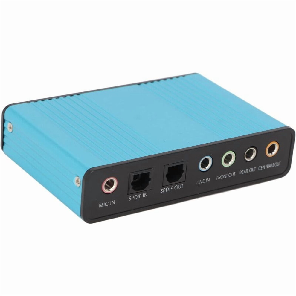 5.1-Channel Usb Sound Card, Analog Playback And Recording, Laptop External Sound Card, Multi-Port, 48Khz Sampling Rate (Blue) Blue 9327961759374