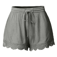 Plus Size Shorts For Women Shirred High Waisted Paperbag Ruffle Hem Wide Leg Shorts Loose Casual Drawstring Beach Shorts