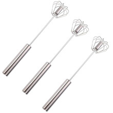 Stainless Steel Semi-Automatic Whisk, New Stainless Steel Egg Whisk Hand Push Rotary Whisk Blender
