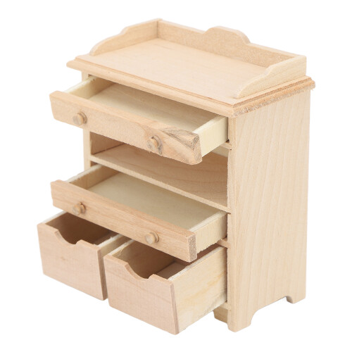 Compact and Portable Mini Wooden Nightstands1: 12Scale Bedside Table Model Solid Wood Smooth Surface Realistic Design Exquisite Craftsmanship 1