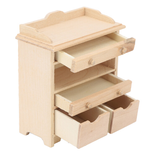 Compact and Portable Mini Wooden Nightstands1: 12Scale Bedside Table Model Solid Wood Smooth Surface Realistic Design Exquisite Craftsmanship 2