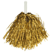 24 Stuks Cheerleading Pom Poms Metallic Folie Cheer Pom Poms met Plastic Handvat voor Volwassenen Kids Cheerleaders Party Geel