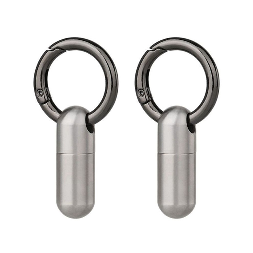 2PCS Waterproof Stainless Steel Pill Box Pill Bottle Cache Pill Box Container Keychain Pill Box Health Care