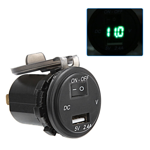 Υποδοχή φορτιστή αυτοκινήτου USB με βολτόμετρο γρήγορης φόρτισης 3.0 διπλές θύρες 2