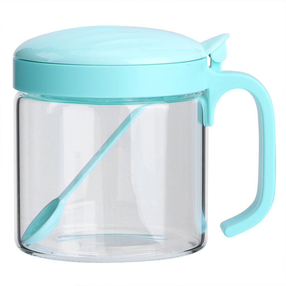 Stackable Mealtime Set For Baby And Toddlers, Glass Honey Jar With Spoon Lid, Compact Blue