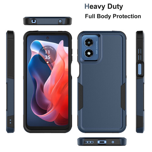 Μπλε ανθεκτική θήκη διπλής στρώσης για Motorola Moto G Play4G2024 – Προστασία στρατιωτικού 1