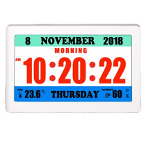 TFT Color Screen Digital Display Clock Reminder Alarm Clock for Living Room Bedroom Study Lobby Wall Clock White