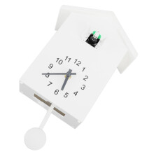 Bird House Wall Clock with Bird Sounds, 20x25x9cm, White