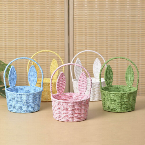 Cesta de papel con forma de conejo de Pascua con asa 2