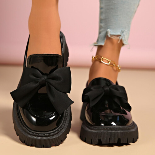 Γυναικεία Loafers Willtoo με Φιόγκο, Χοντρές Πλατφόρμες Slip On, Μοντέρνα και Ελαφριά