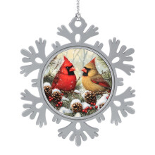 Red Cardinal Metal Christmas Ornament Holiday Decor