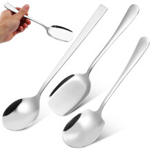 1 Set Servierlöffel, große Löffel, Edelstahllöffel, Reislöffel, Servierbesteck, Reisspatel, Suppenlöffel, Buffetbesteck