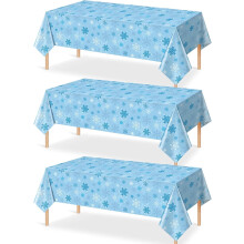 3 tovaglie di plastica con fiocchi di neve natalizi, 54x108", copritavolo rettangolare invernale per decorazioni per feste natalizie - Compatibile