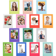 14 pachete de rame foto magnetice, drăguț mini ramă foto pentru masă, suport pentru ramă foto din plastic de 3 inci, afișaj colorat pentru