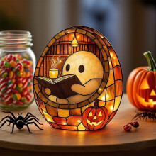 Lampa do czytania w kształcie ducha na Halloween – urocza, upiorna lampka nocna LED, ręcznie robiona, urocza lampka biurkowa dla miłośników