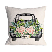 Capas de Almofada Decorativas de Primavera em Linho com Estampa Floral de Primavera, 45x45cm