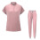 Women's Solid Scrubs Set Pink M Loose Drawstring Pants 1