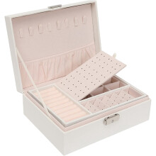 Portagioie/organizer per orecchini per ragazze e donne, in pelle sintetica rosa, con porta orecchini, anelli e collane.