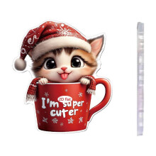 Acrylic Coffee Cup Christmas Ornament Animal Design 1 Piece