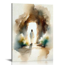 Cuadro de pared en lienzo con marco de madera "Ha resucitado" - Regalo de Pascua para el hogar, la habitación o la decoración de la pared.