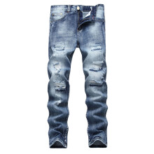 Jeans Clasaiceacha Fir le Cos Díreach Sracadh agus Caolfheistithe Jeans d'Fhir