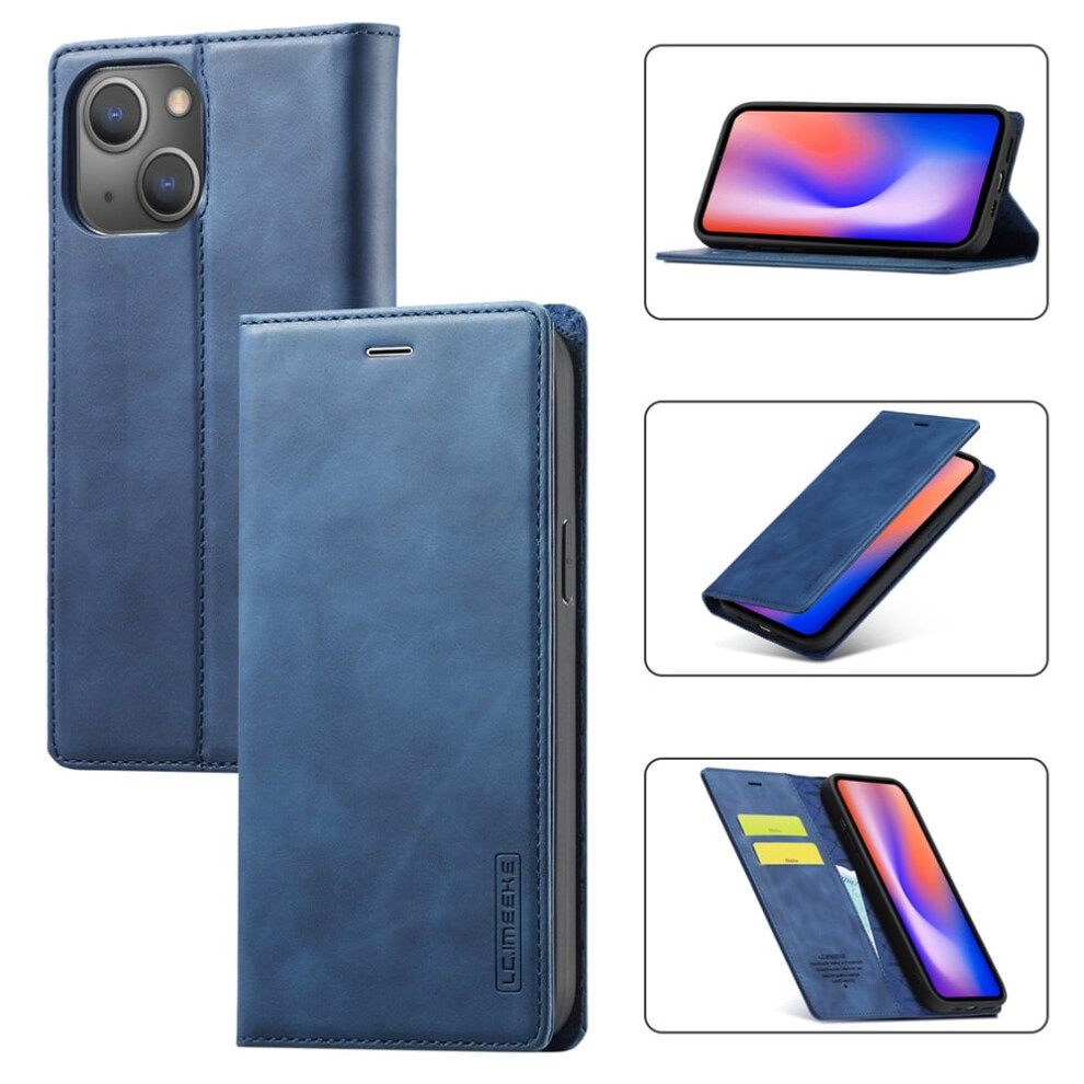 Lc.imeeke Leather Flip Wallet Case For Compatible With Iphone 13 Â Magnetic Closure, Card Holder, Shockproof, Kickstand, Blue 9340959416004