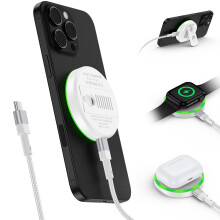 15W magnetisk trådlös laddningsplatta, 3-i-1-resedocka för iWatch, AirPods och iPhone 16 — MagSafe-kompatibel, FCC-godkänd