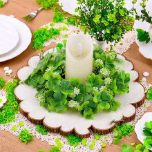 Mini-Kerzenkranz mit Kleeblattmotiv zum St. Patrick's Day – Grüne irische Festtagsdekoration für Tisch/Kaminsims, 19 x 19 cm