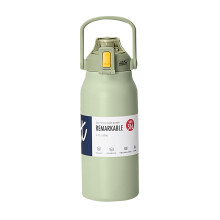 Gourde isotherme de sport en acier inoxydable vert de 1300 ml – Étanche, poignée antidérapante, idéale pour la salle de sport, le camping et la
