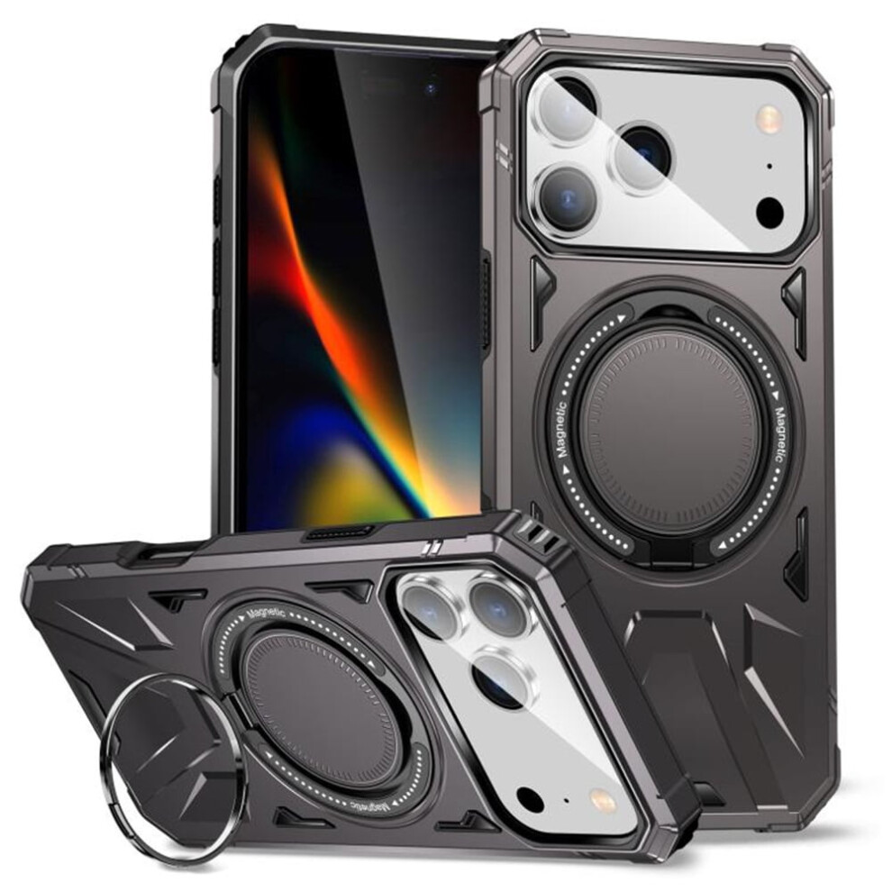 Iphone 17 Pro 6.3" Case: 360 Spin Magnetic Ring Holder, Magsafe Compatible, Mil-Std-810G Shockproof, Grey 9340959416837