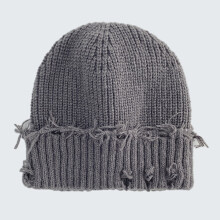 Willtoo Muži Ženy Skullies Čiapky Čiapky Roztrhané diery Pletené Čiapky Jednofarebné Jesenné Zimné Mäkké Bavlnené Teplé Čiapky Sivé