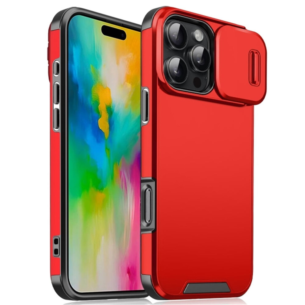 Heavy Duty Shockproof Case For Iphone 16 Pro 6.1", Compatible With Magsafe, Built-In Slide Camera Cover, Red 9340959418800