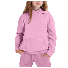 Peuterjongens en -meisjes: set van 2 stuks, bestaande uit een trui met lange mouwen, hoodie, sweatshirt en broek, effen kleur, roze, geschikt voor de