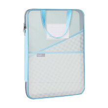 Blue Mesh Zipper Pouch Large Capacity for Documents and