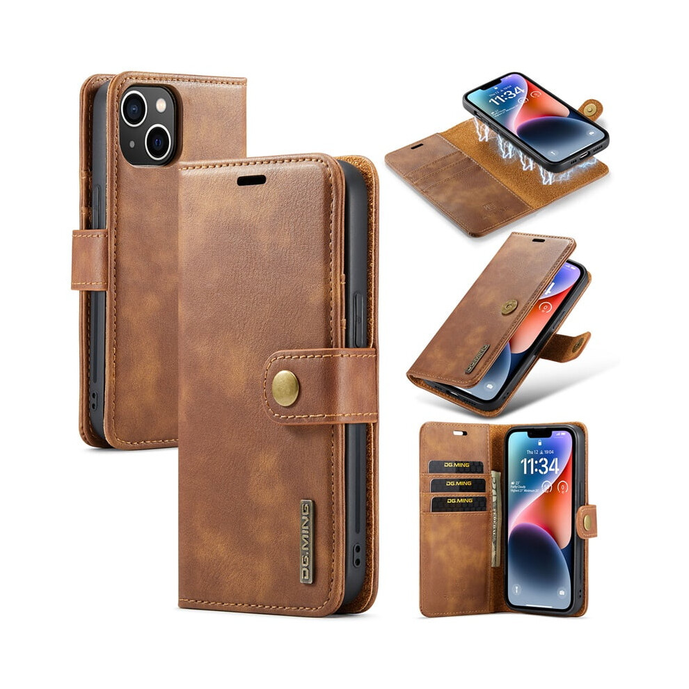 For Compatible With Iphone 13 Crazy Horse Texture Detachable Magnetic Leather Phone Case,,For Compatible With Iphone 13 Brown 9482726158813