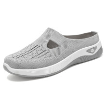 Willtoo Women's Arch Support Slip-Ons – Orthopedic Tennis/Hiking/Nurse Shoes, Wide Width, Non-Slip, Gray 6.5W