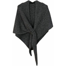 Xale/cachecol feminino de lã com listras triangulares, cor sólida, amarração com nó, ideal para outono e inverno, tricotado em ponto cruz, cinza
