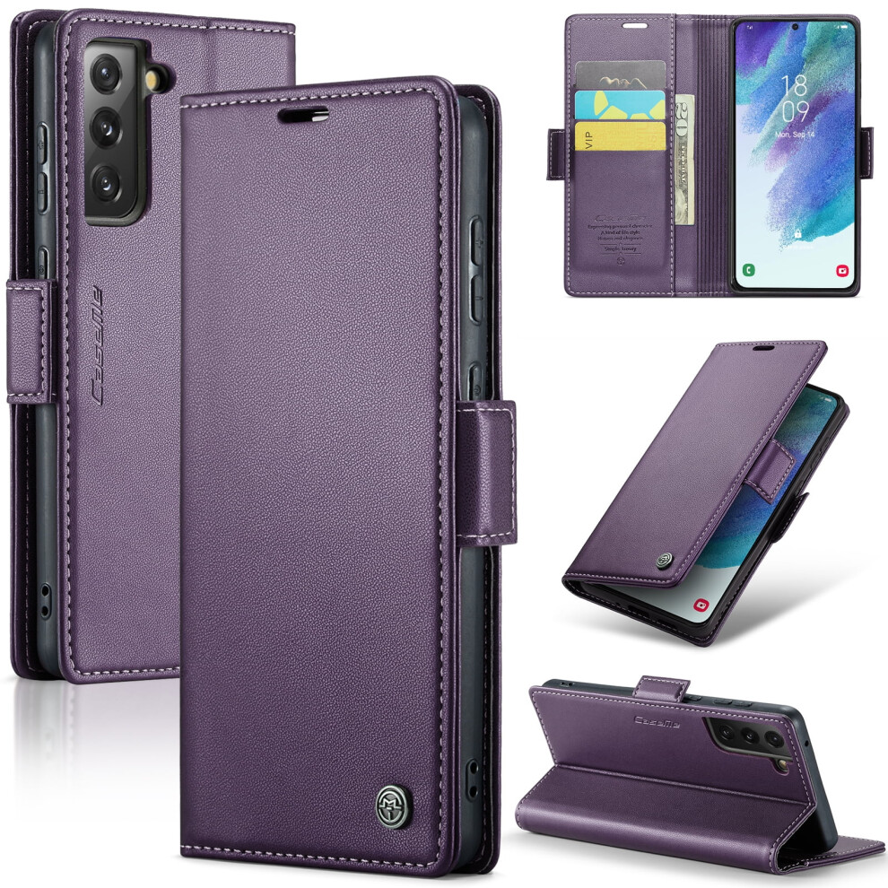 Caseme Leather Wallet Case For Compatible With Samsung Galaxy S21 Fe – Rfid Blocking, Magnetic Clasp, Kickstand, Card Holder 9482726159292