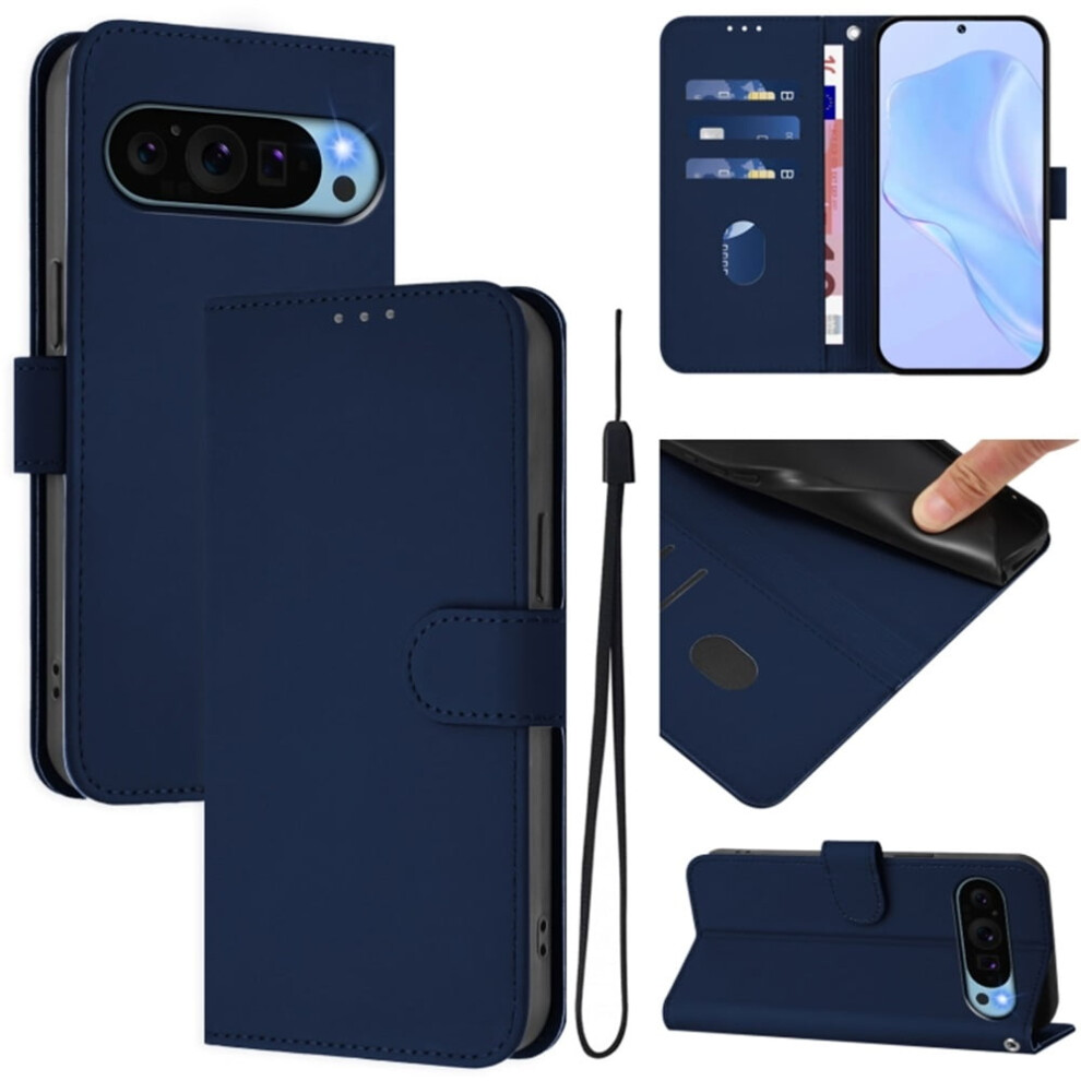 Wallet Case Compatible With Google Pixel 9 Â Pu Leather Magnetic Flip Folio, 3-Card Holder & Wrist Strap, Navy Blue 9482726159308