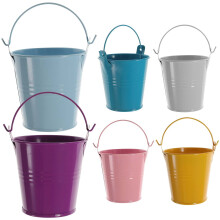 6 Pack Mini Buckets with Handles for Kids, Small Metal Buckets for Classroom, Party Favors, Mini Pails, Tin Cans for Crafts