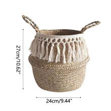 Seagrass Wicker Basket Flower Pot Folding Basket Storage Basket Decoration