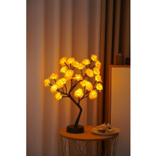 Tafellamp in de vorm van een rozenbloem, bonsai bureaulamp met 24 led's, werkt op USB en batterijen, verstelbare takken, nachtlampje voor
