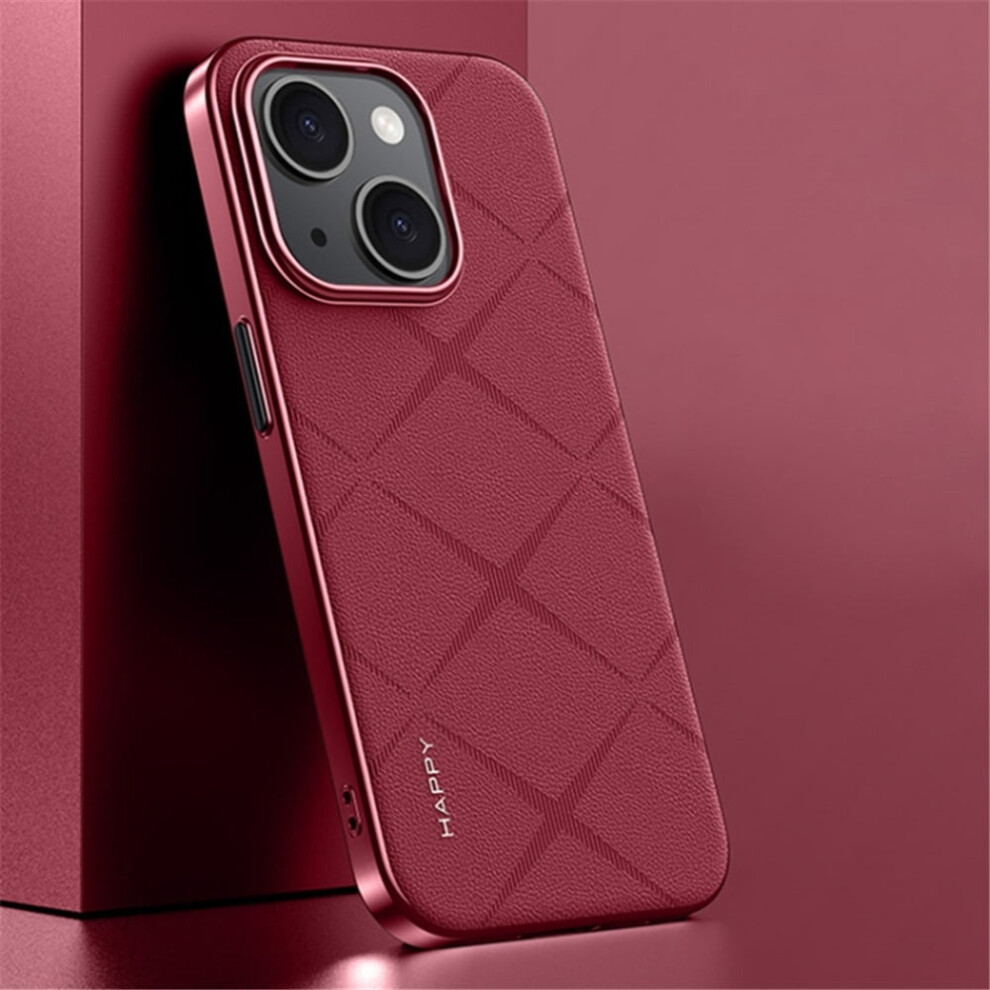 For Compatible With Iphone 14 Case Plain Leather Shockproof With Anti-Fingerprint Camera Protection Phone Case,,For Compatible With Iphone 14 Red 9482726159582