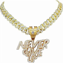 Miesten Naiset Hip Hop ÄLÄ KOSKAAN LUOVUTA Riipuskaulakoru 13 mm:n kristallinen kuubalainen ketju HipHop Iced Out Bling -kaulakorut Muotikorut