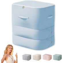 Sac de rangement auto-compressant ultra-compact à 3 couches avec fermeture éclair, compatible avec couettes/couvertures/édredons.
