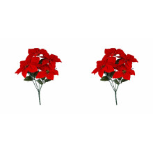 Arreglo de flor de Pascua roja artificial, paquete de 2 flores de seda realistas para decoración de mesa navideña y centro de mesa festivo.