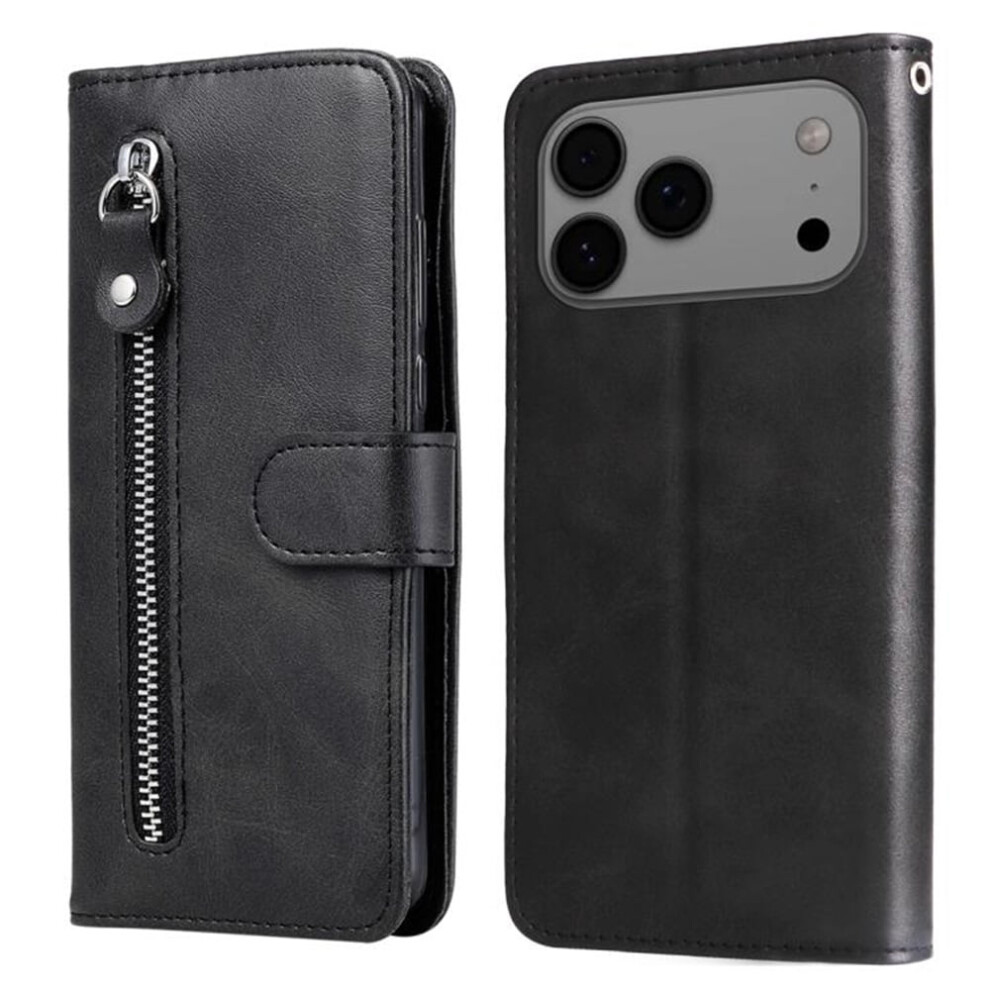 Iphone 17 Pro 6.3" Wallet Case Â Leather, Multi-Card Slots, Zipper Pocket, Compatible With Iphone 17 Pro Black 9193271114963