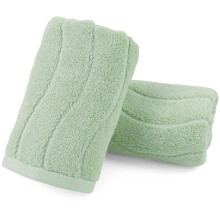 Ensemble de 2 serviettes de toilette vert forêt, serviettes jacquard à rayures ondulées pour salle de bain et cuisine, cadeau (13 x 29 pouces, 100