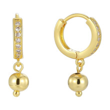 18K Plated Delicate Drop Earrings Women's Dainty Small Round Bead Dangle Earrings Huggie Hoop Charm Earrings Lightweight